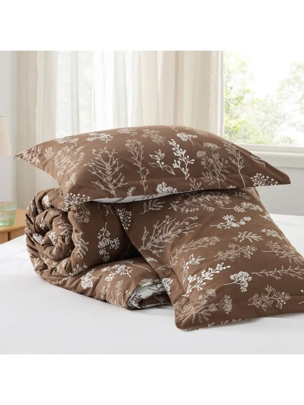 Reversible Floral Queen Comforter Set - Soft Lightweight Bedding & 2 Pillow